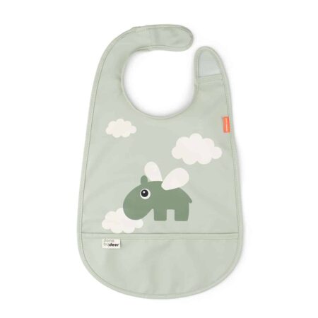 Done by Deer - Bib w/velcro Happy clouds Green