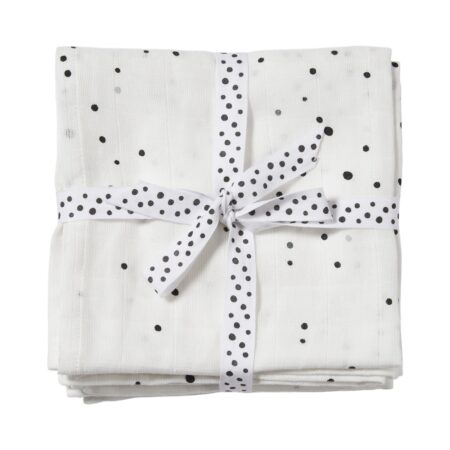 Done by Deer - Burp cloth 2-pack, Dreamy dots, White