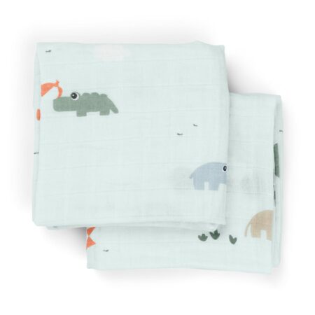 Done by Deer - Burp cloth 2-pack Playground Blue