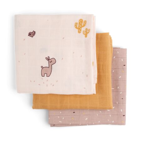 Done by Deer - Burp cloth 3-pack GOTS Lalee Powder