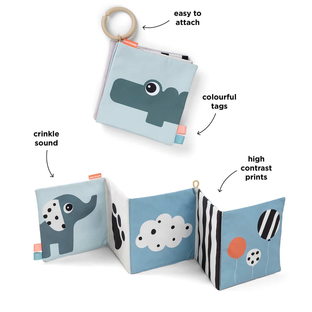 Done by Deer - Fold-out soft book Deer friends Colour mix