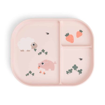 Done by Deer - Foodie compartment plate Tiny farm Powder