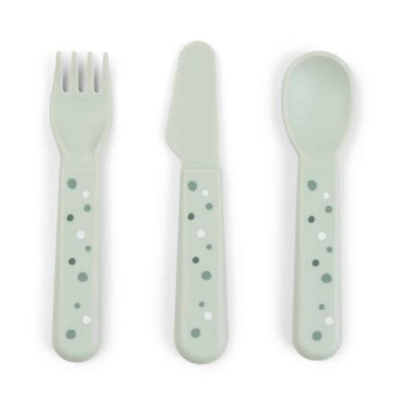 Done by Deer - Foodie cutlery set Happy dots Green