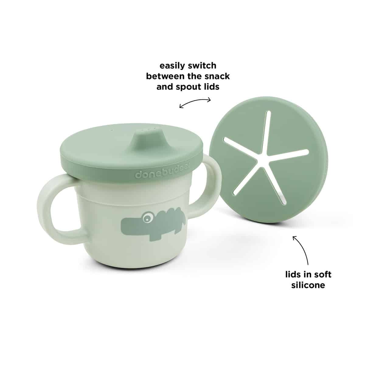Done by Deer - Foodie spout/snack cup Croco Green