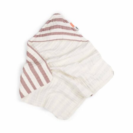 Done by Deer - Hooded towel GOTS Stripes Powder