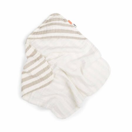 Done by Deer - Hooded towel GOTS Stripes Sand