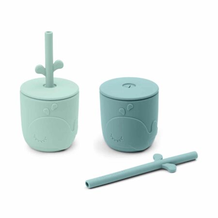 Done by Deer - Peekaboo straw cup 2-pack Wally Blue