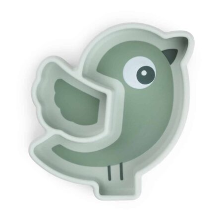 Done by Deer - Silicone Stick&Stay snack plate Birdee Green