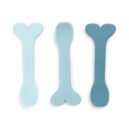 Done by Deer - Silicone baby spoon 3-pack Wally Blue