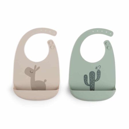 Done by Deer - Silicone bib 2-pack Lalee Sand/Green