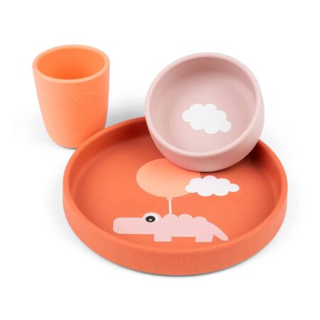 Done by Deer - Silicone dinner set Happy clouds Papaya