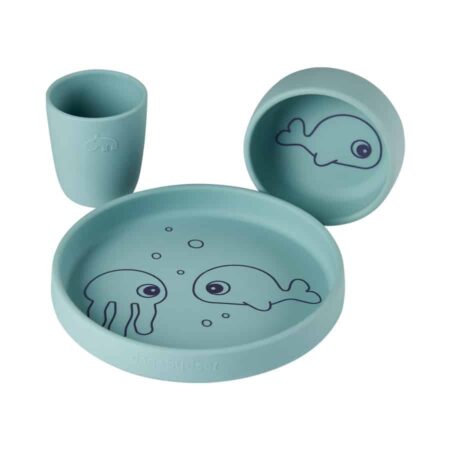 Done by Deer - Silicone dinner set, Sea friends, Blue
