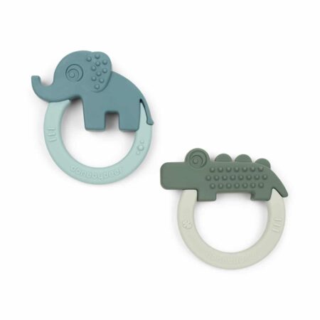 Done by Deer - Silicone teether 2-pack Deer friends Green/Blue