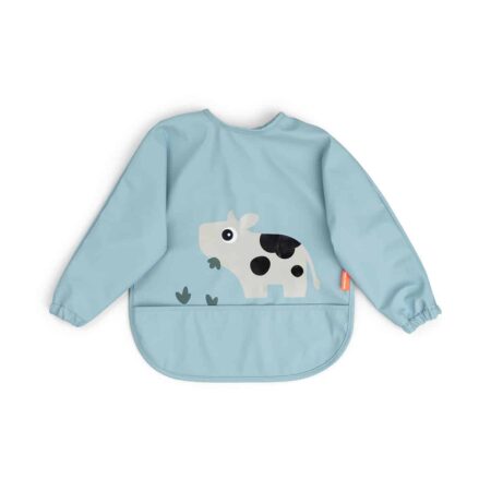 Done by Deer - Sleeved pocket bib Tiny farm Blue
