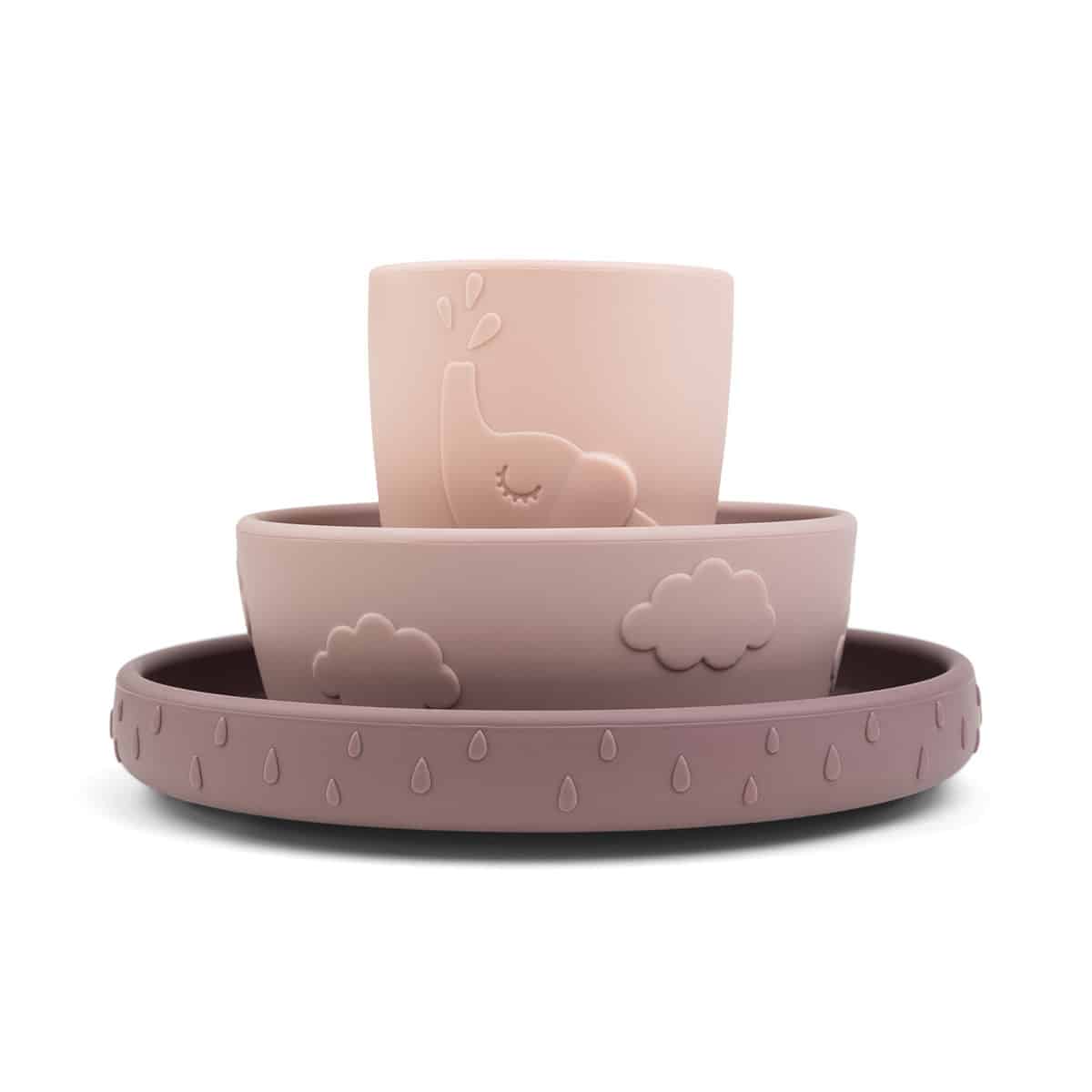 Done by Deer - Stick&Stay dinner set Deer friends Powder