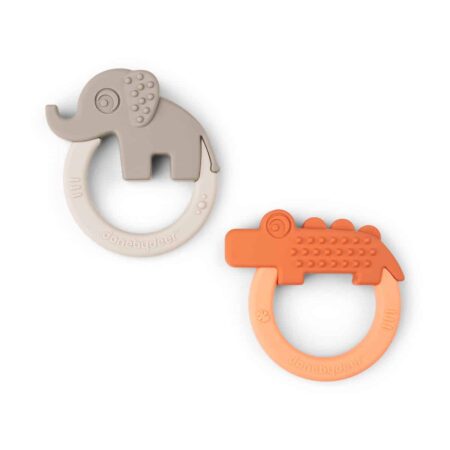 Done by Deer - Teether 2-pack Deer friends Papaya/Sand