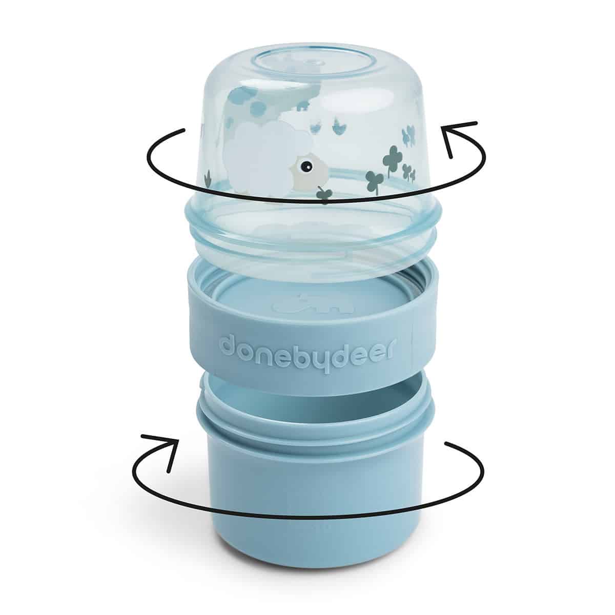 Done by Deer - To go 2-way snack container S Tiny farm Blue