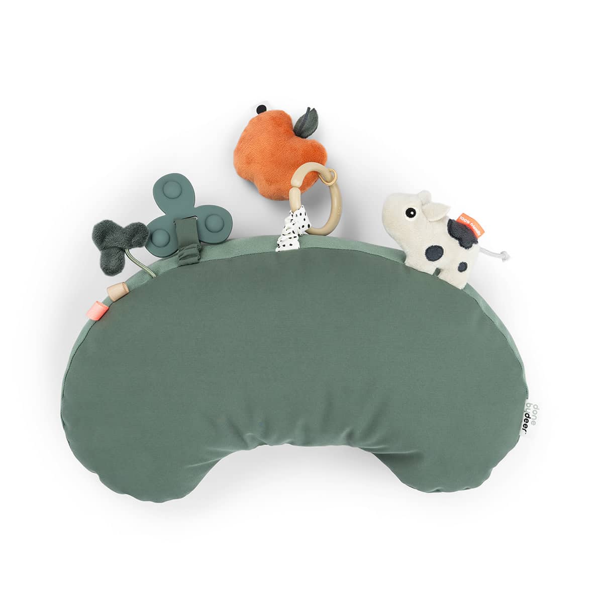 Done by Deer - Tummy time activity pillow Tiny farm Green