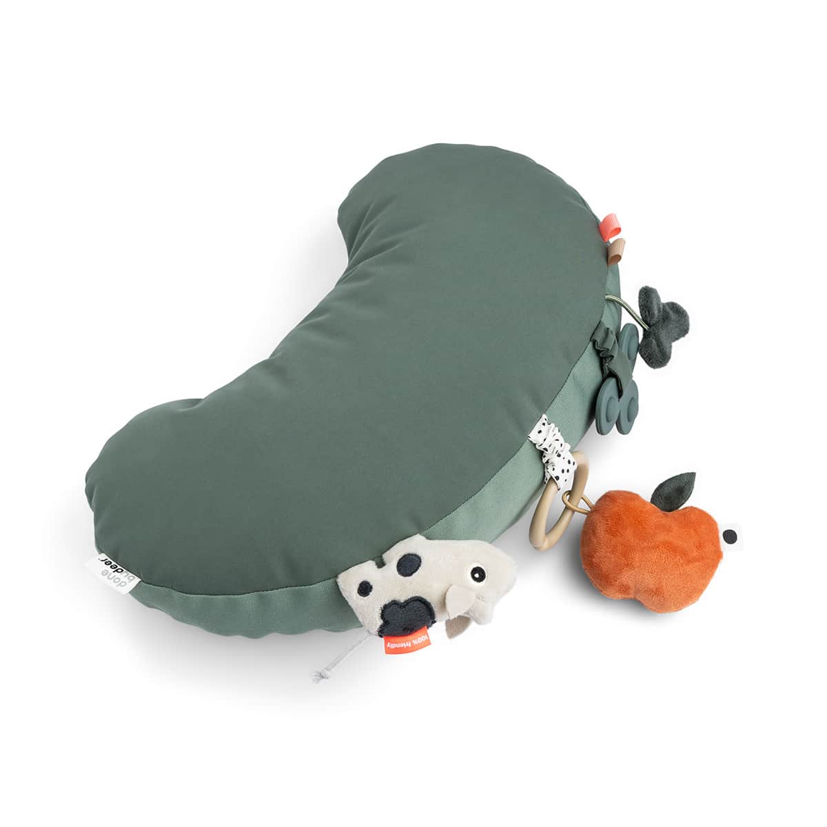 Done by Deer - Tummy time activity pillow Tiny farm Green