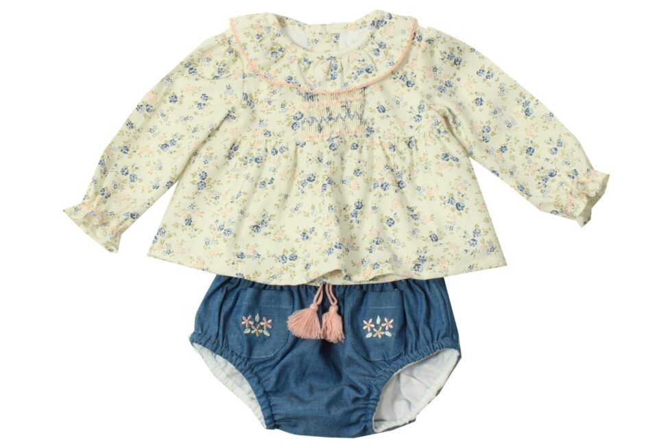 Dr. Kid - Set Shirt met bloomer - Jeansblauw/Ecru
