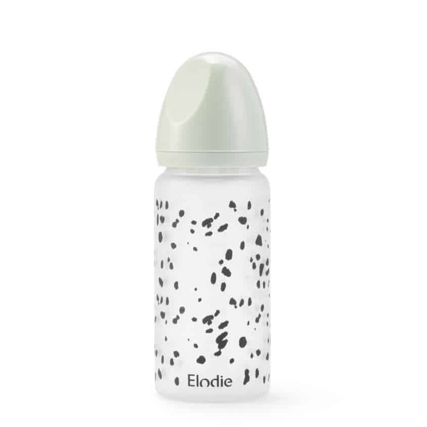 Elodie - Glazen baby fles met siliconen speen 0m+ Dalmatian Dots