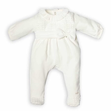 First - BO G rompersuit bow COUTURE- off white