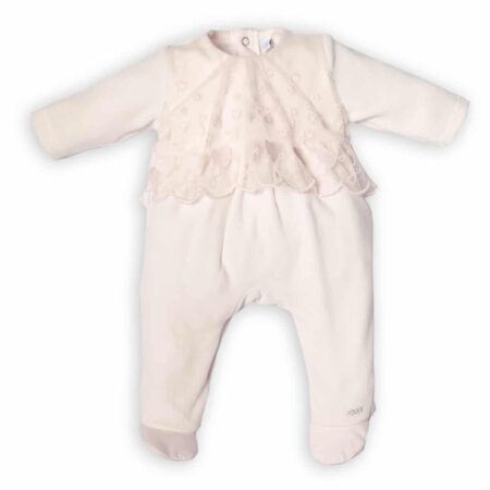 First - BO G velvet rompersuit shirt tulle harts- blush pink