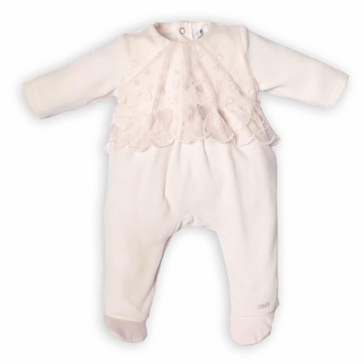 First - BO G velvet rompersuit shirt tulle harts- blush pink