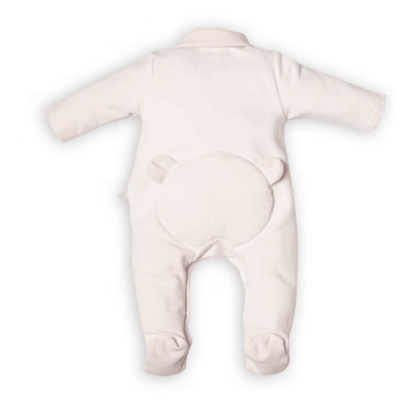 First - FO rompersuit fur teddy bear on backside - blush pink