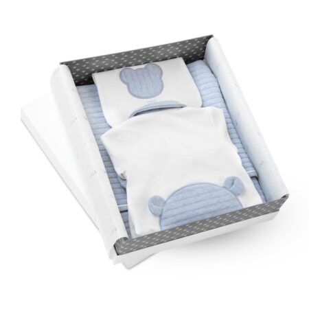 First - Gift Set Blanket/Bib/Rompersuit My First Friends - Azurro