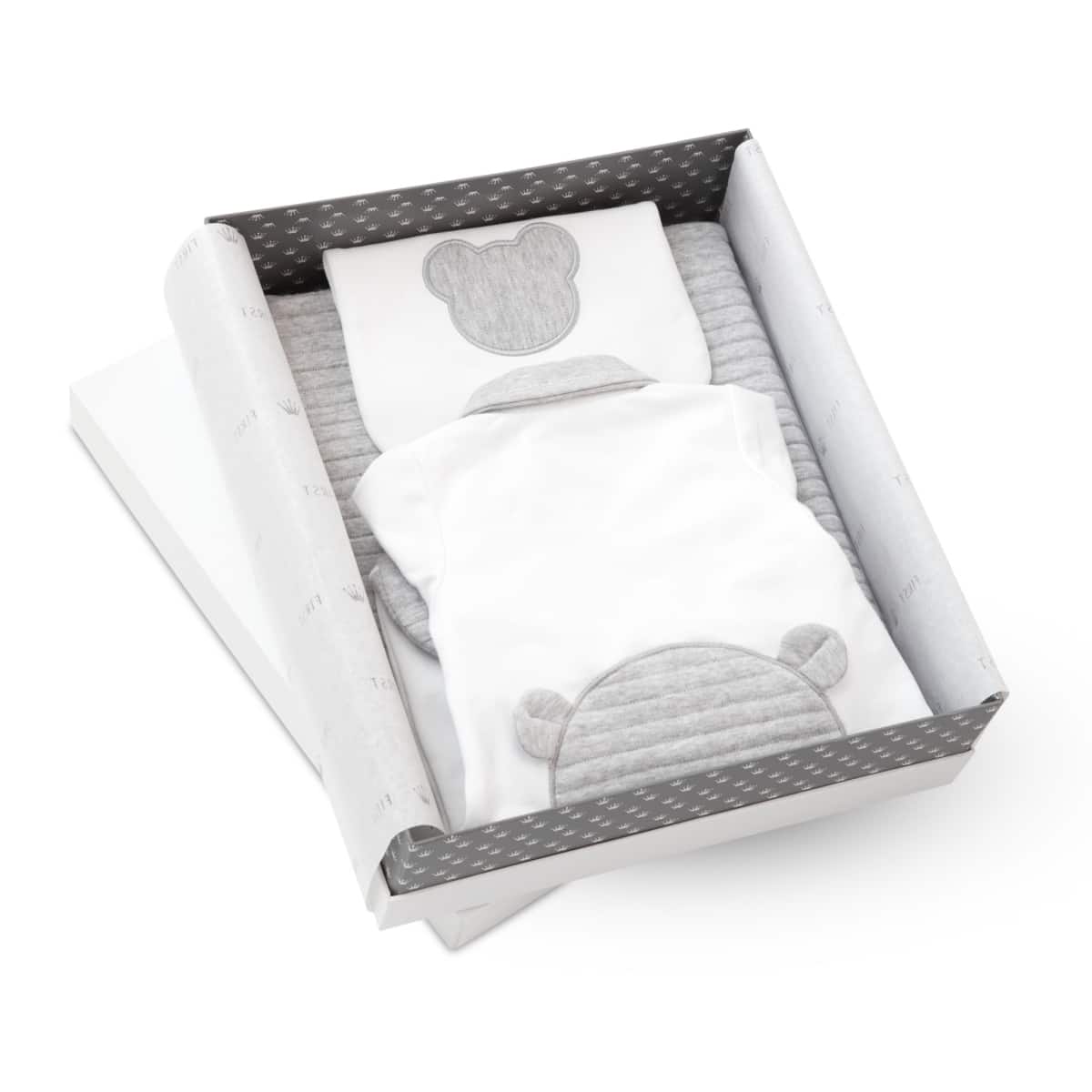 First - Gift Set Blanket/Bib/Rompersuit My First Friends - Grey