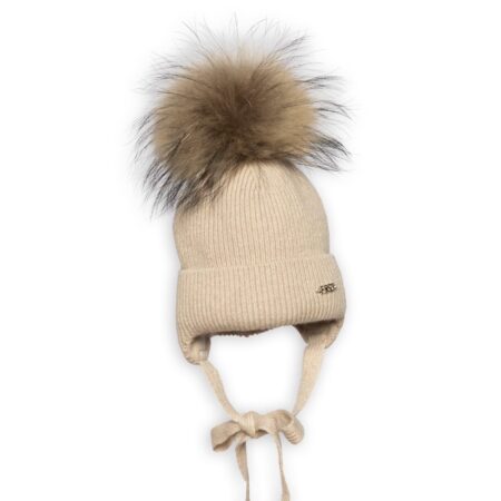 First - JORGE knitted bonnet 1 ponpon- beige
