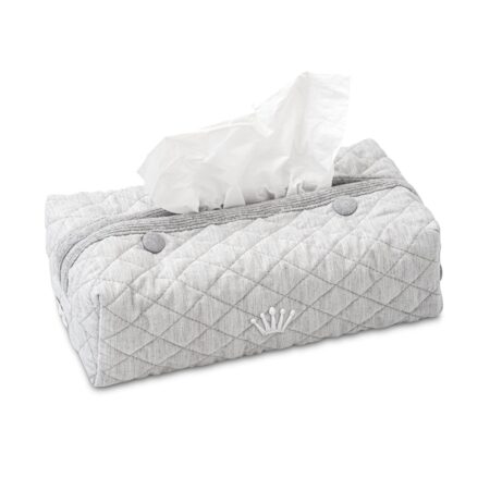 First - Moonlight Grey - Grijs doorstikt kleenex hoesje met biesjes in tricot (showroommpdel)