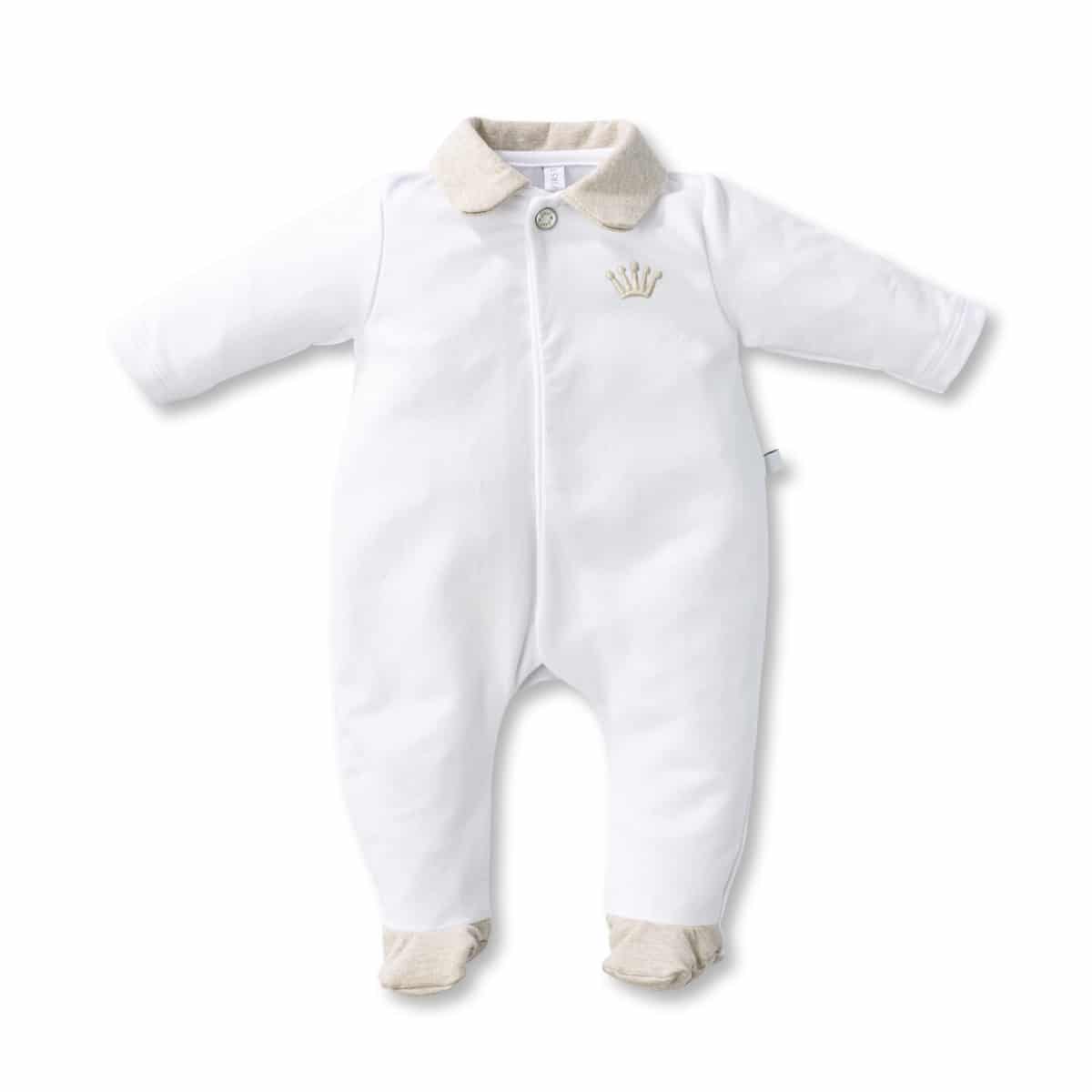 First - Rompersuit Teddy Bear Backside Oslo FirstÂ®One Collection - White/beige