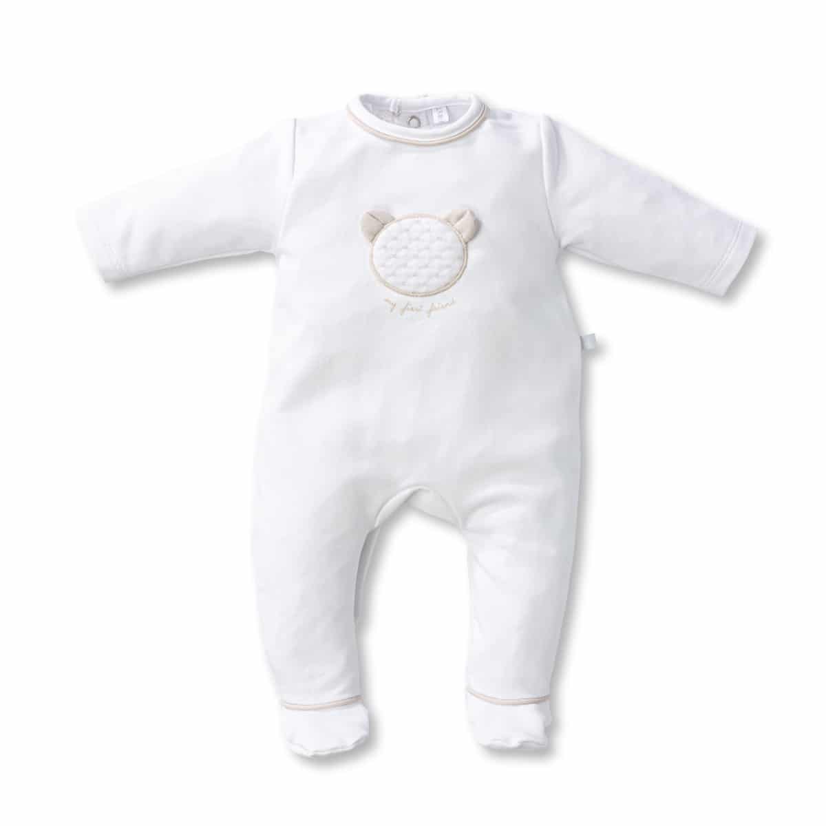 First - Rompersuit Teddy Bear Frontside Oslo FirstÂ®One Collection - White/beige