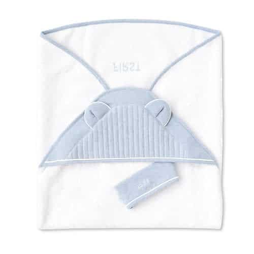 First - bath cape ARNE TEDDY EARS ESSENTIALS AZZURO - azzuro