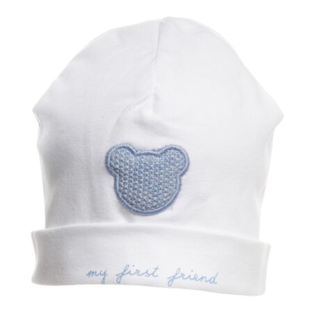 First - bonnet FIRST TEDDY ESSENTIALS AZZURO white-azzuro
