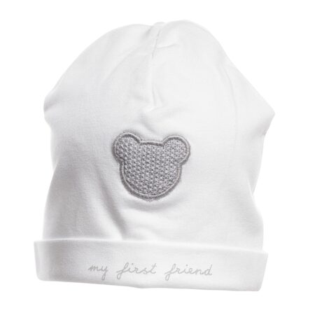 First - bonnet FIRST TEDDY ESSENTIALS GREY white-grey