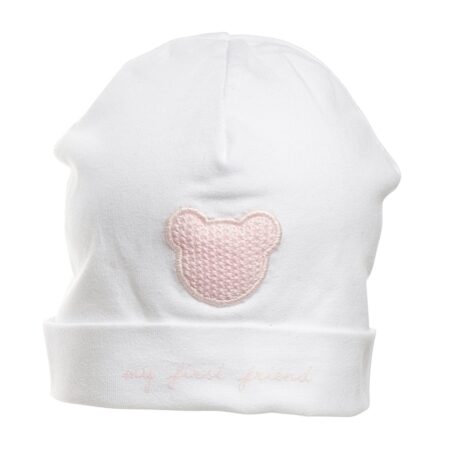 First - bonnet FIRST TEDDY PRETTY PINK white-blush pink