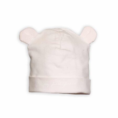 First - bonnet teddy bear ears - blush pink