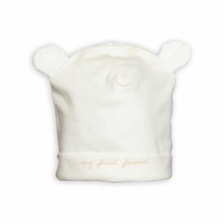 First - bonnet teddy bear ears - off white