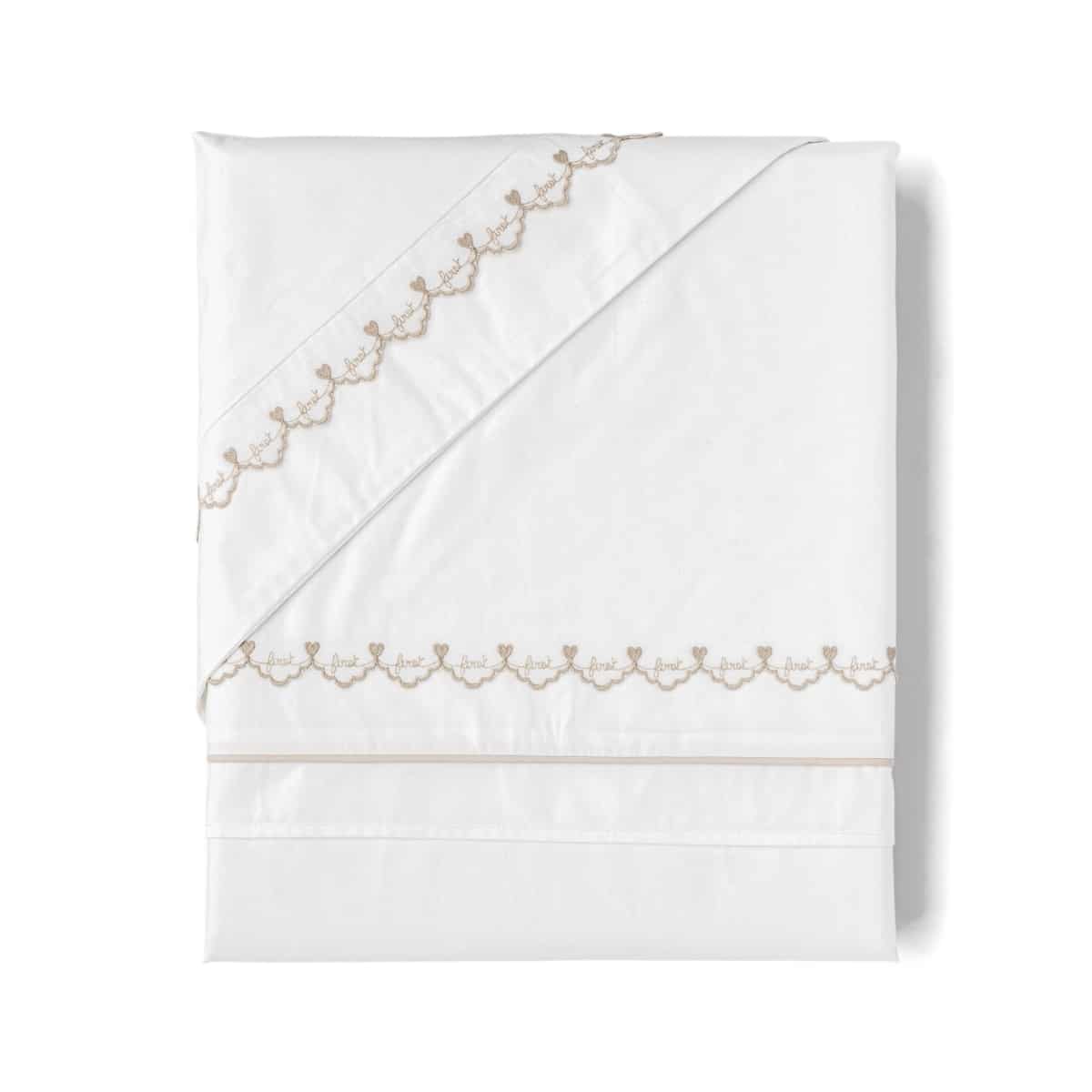 First - duvet cover for bed ROMY SILENT SANDS - white-beige