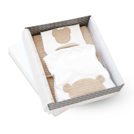 First - gift set blanket/bib/rompersuit MY FIRST FRIENDS - beige