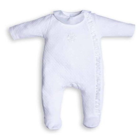 First - white rompersuit froufrou
