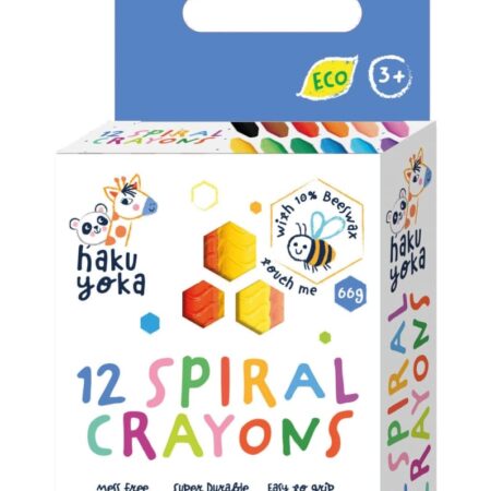 Haku Yoka - 12 WASKRIJTJES in SPIRAALVORM, bevat 10% bijenwas, in doos 6x2x11cm, 3+