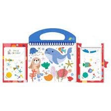 Haku Yoka - MIJN EERSTE KLEURKIT / ZEEDIERVRIENDEN 20,5x24x2cm, bevat 6 waskrijtjes met lachend gezichtje, 35 kleurvellen en afneembare stickers, bevat 10% bijenwas, 3+