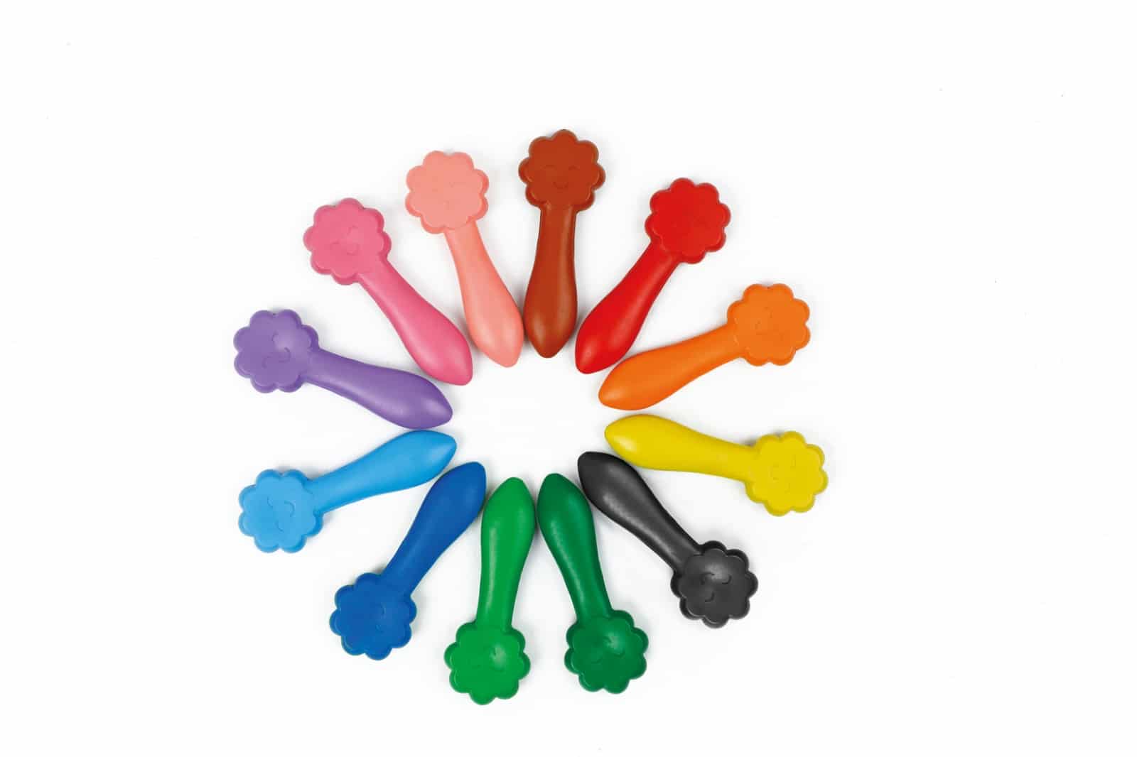 Haku Yoka - WASKRIJTJES met LACHEND GEZICHTJE of UILVORM 20,4x16x23cm, 8 stuks, bevat 10% bijenwas, in display 24,8x17,5x37cm, 3+