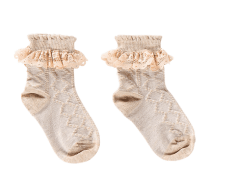 House Of Jamie - Ankle Socks Pelerine - Oatmeal & Lace