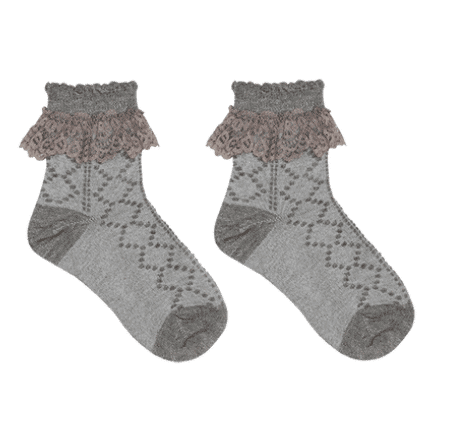 House Of Jamie - Ankle Socks Pelerine - Stone & Lace