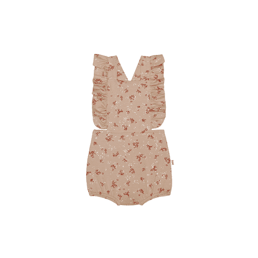 House Of Jamie - Ruffled Baby Salopette - Gold Sesame & Brick Floral